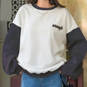 Women's White and Black Sweatshirt